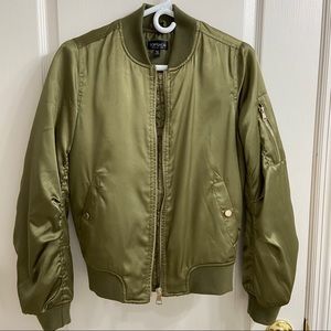 Topshop Satin Green Bomber Jacket